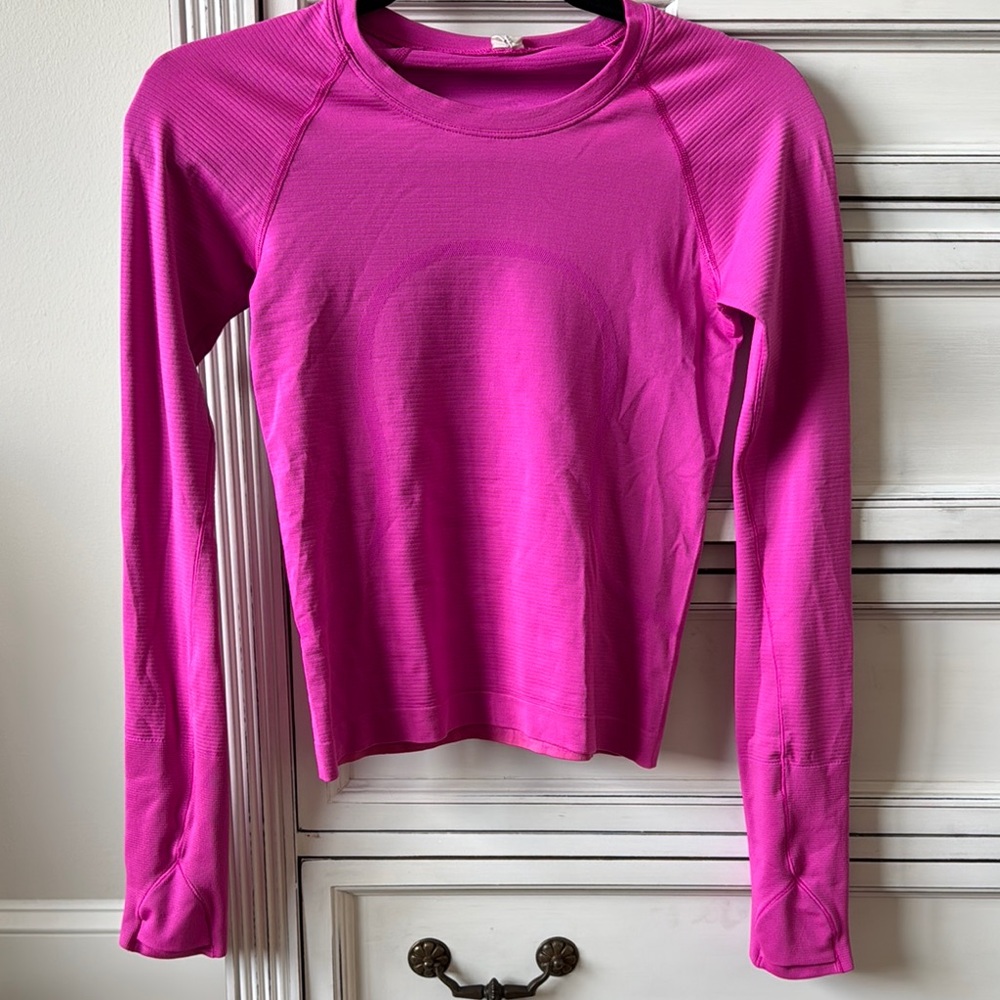 Lululemon Athletica Pink Fitted Long Sleeve Tee